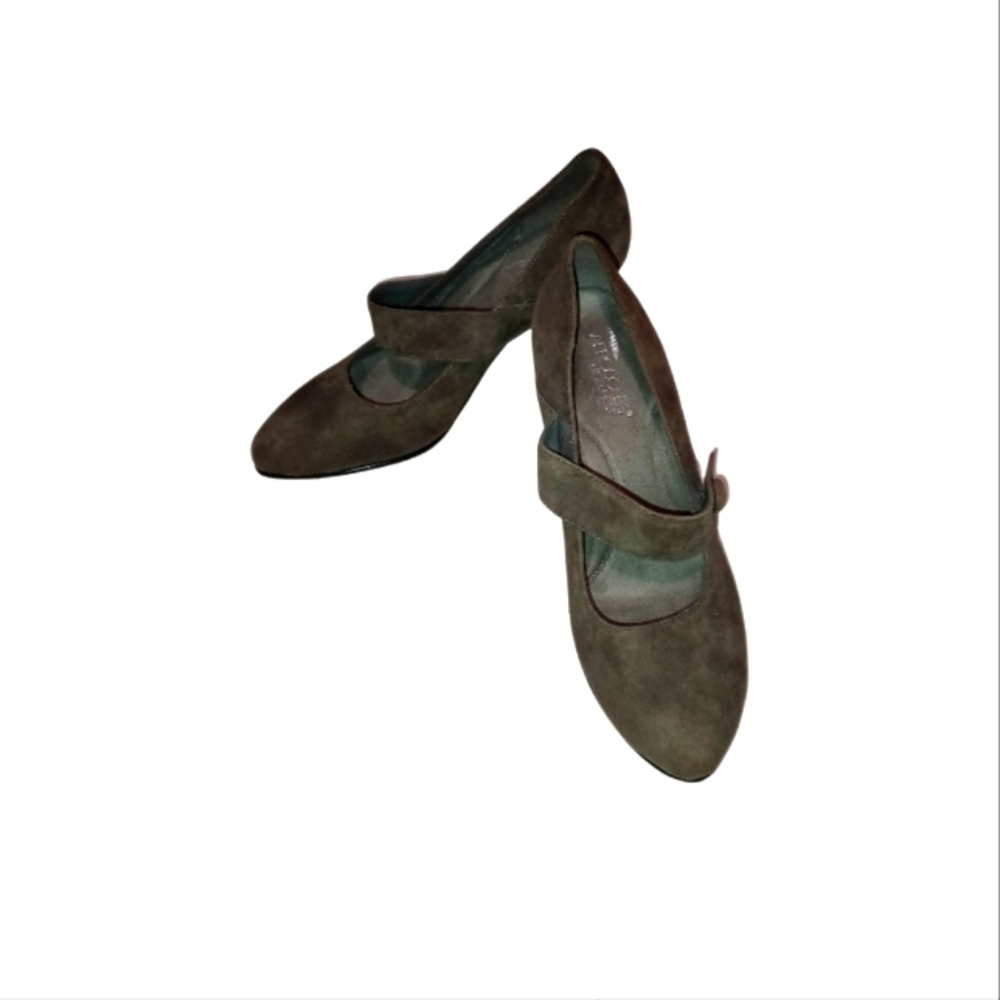 Aerosoles Suede Mary Jane Heels Buckle Strap Cushioned Comfort Pumps